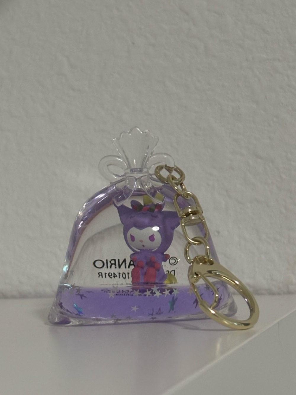 Sanrio Kuromi Liquid Glitter Keychain Charm Mini Bag Purple Kawaii